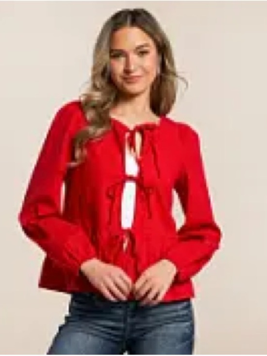 Tops - Willow and Root Women’s Red Tie-Front Blouse
